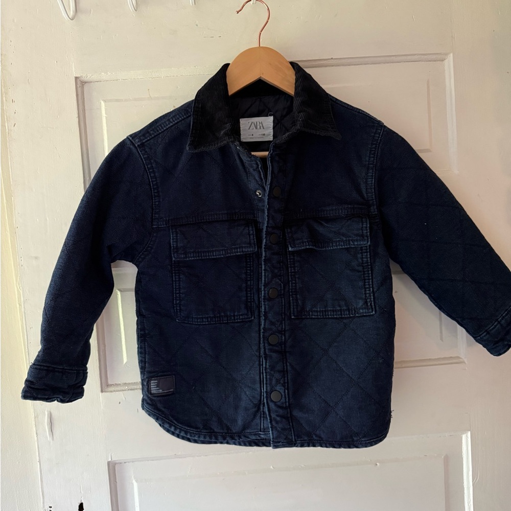 Zara Indigo Quilted Jacket Classic Style